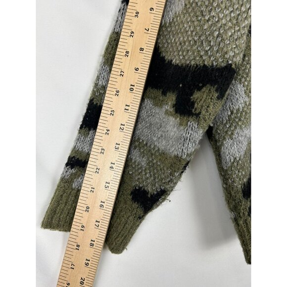 Anthropologie Ferne Quarter-Zip Knit Pullover Sweater Top Camouflage M - Picture 4 of 13